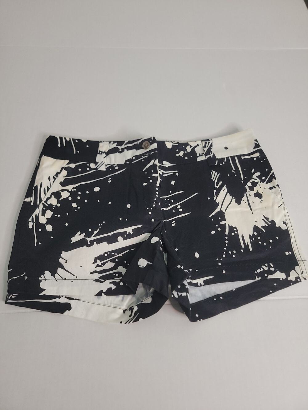Loudmouth Ladies Shorts Sz 6 Black & White Splatter Print Golf Casual Chino